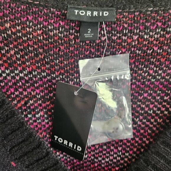 Torrid Sweater Cardigan Women's 2X Plus Size Black Bears Pink Hearts - Picture 4 of 5